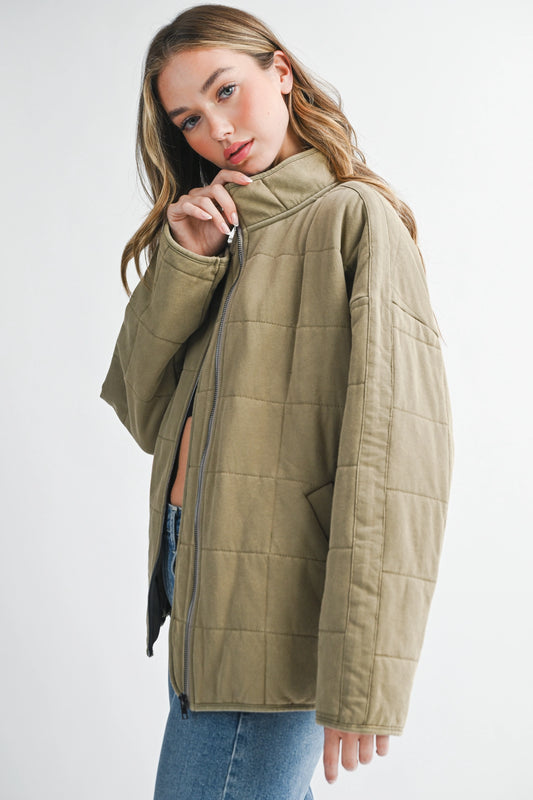 Dixie Oversize Quilted Jacket Olive