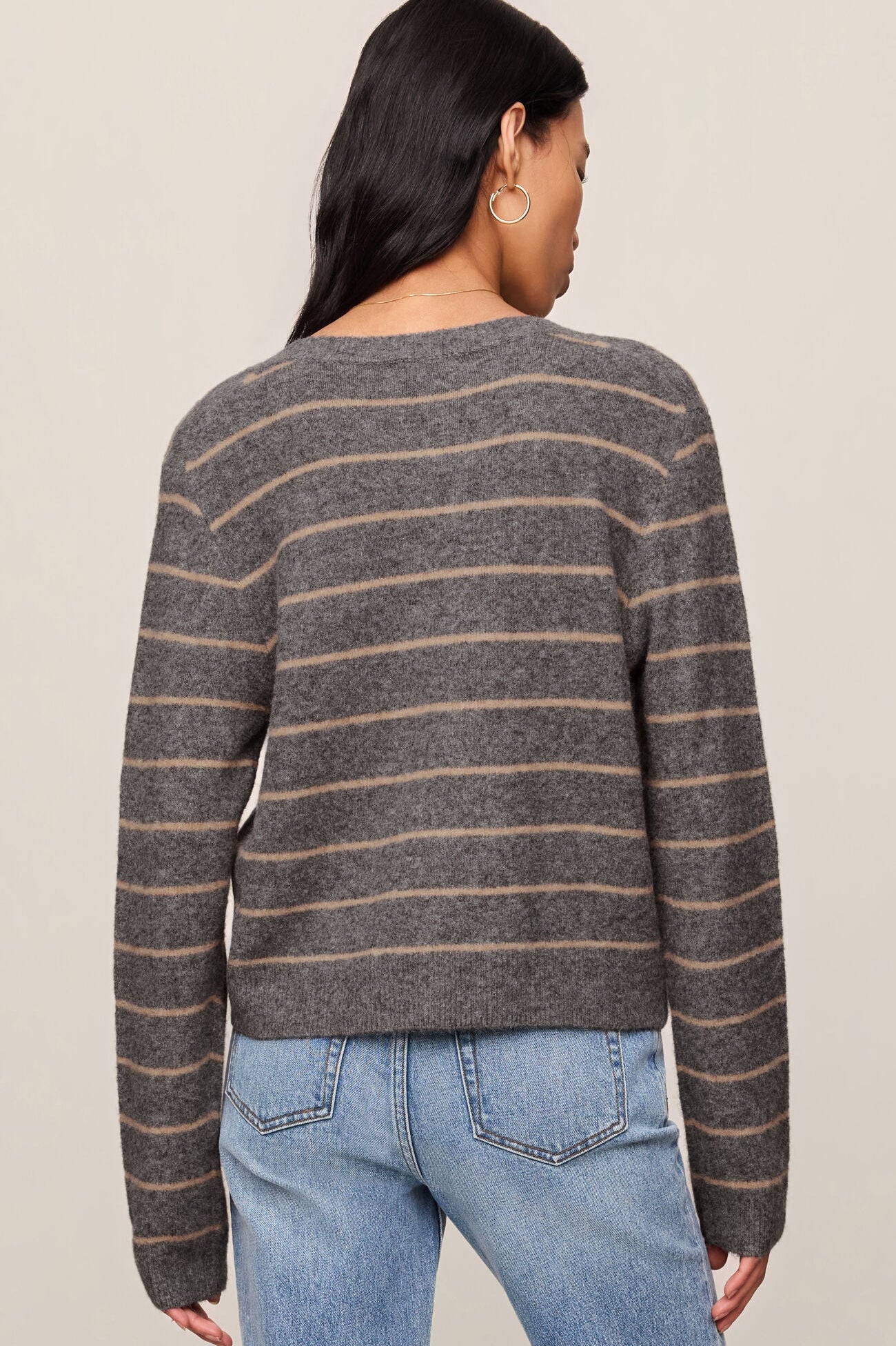 Medina Stripe Cardigan Charcoal Heather
