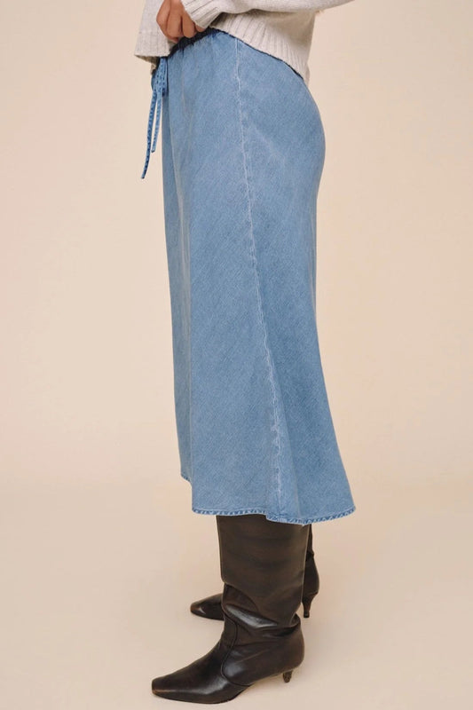 Bias Midi Skirt with Tie