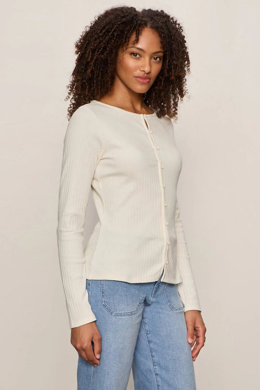 Button Front Ribbed Top