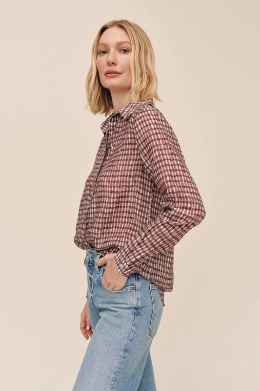 Classic Button Down Plum Gingham