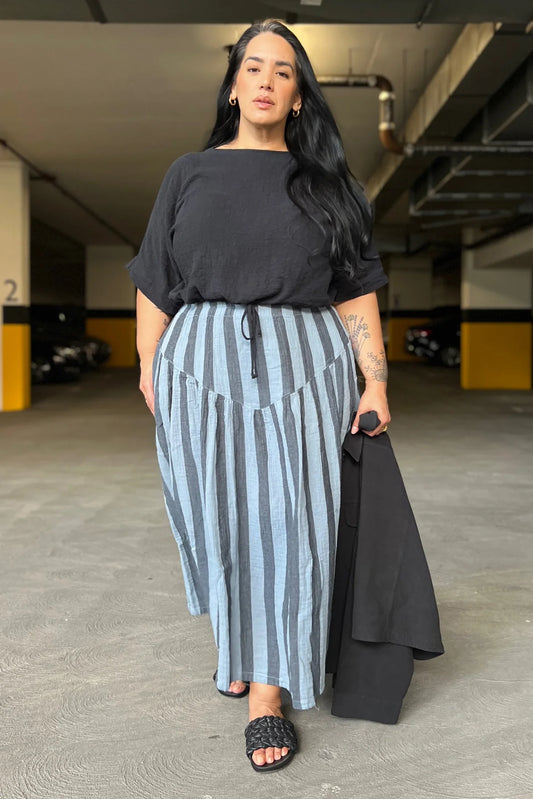 Ayana Cropped Gauze Top Black