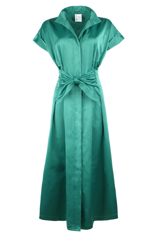 Long Rocky Tie Front Dress Emerald