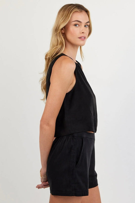 Sleeveless Boat Neck Split Back
