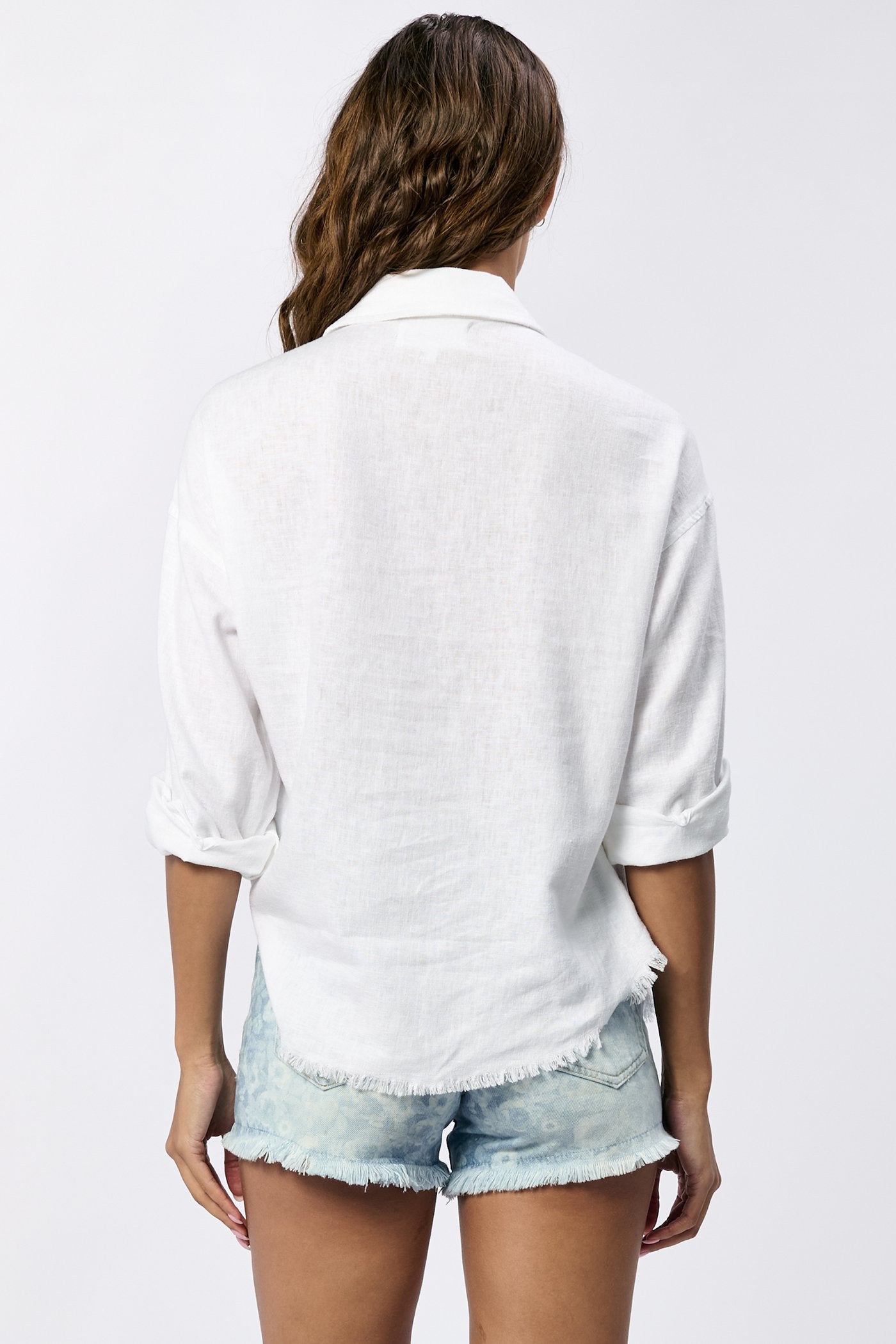 Adrianna Frayed Hem Linen Shirt