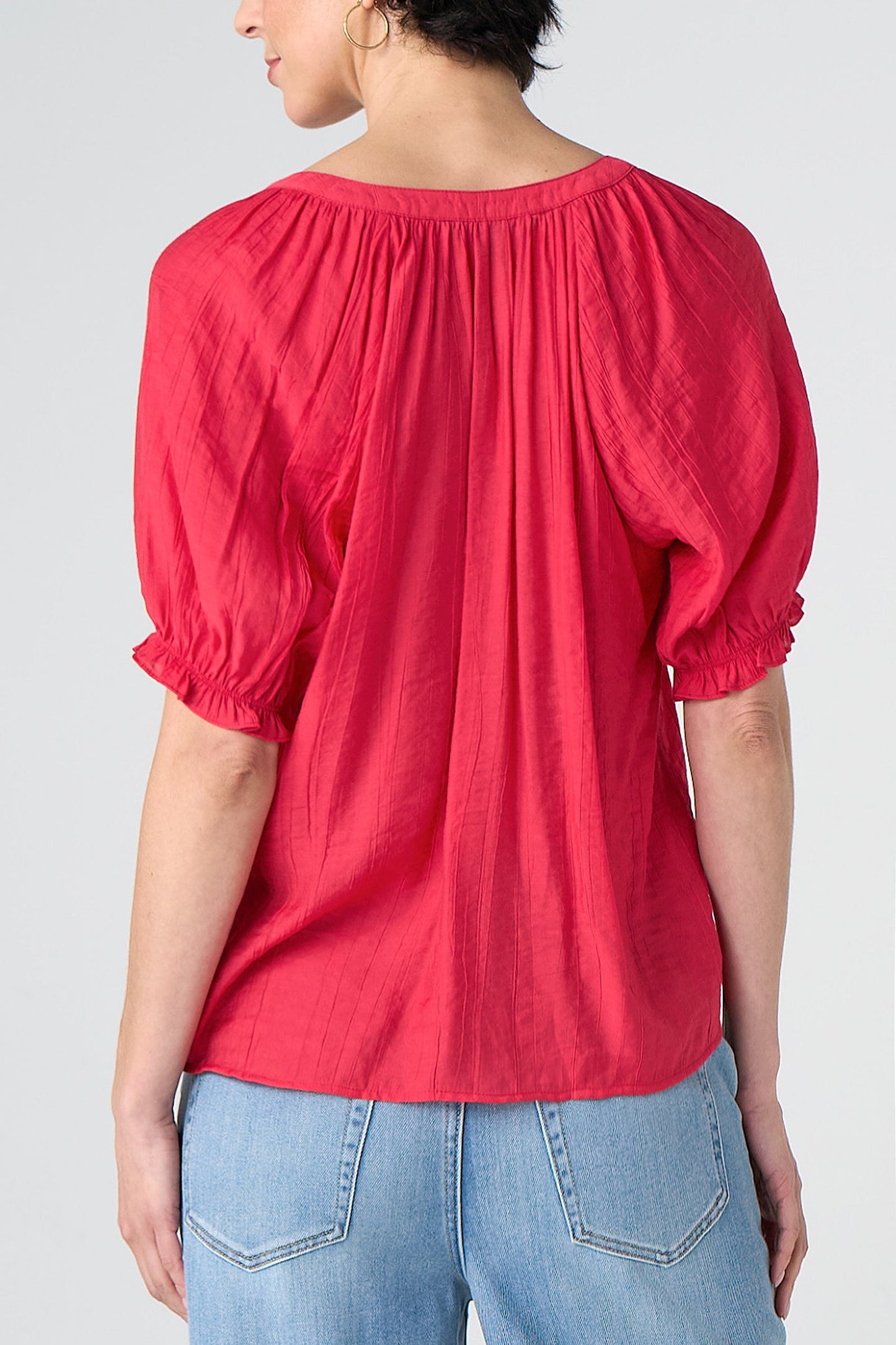Short Sleeve Half Placket Blouse