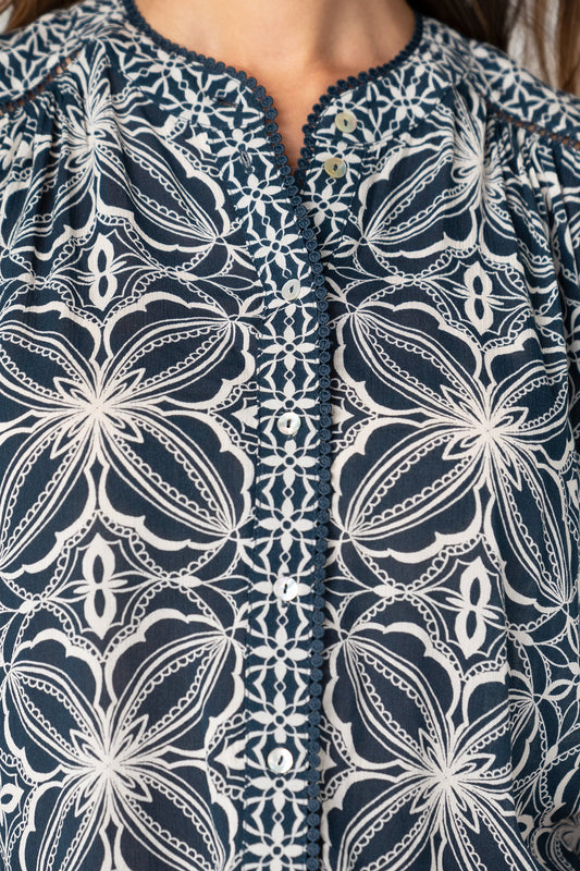 Flutter Sleeve Mixed Print Top
