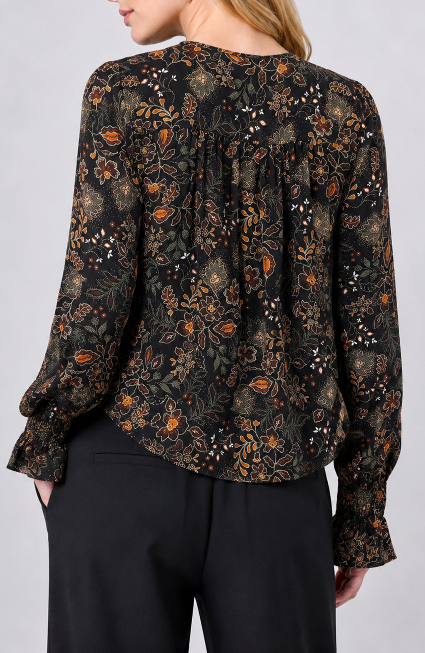 Long Sleeve Blouse with Pintucks