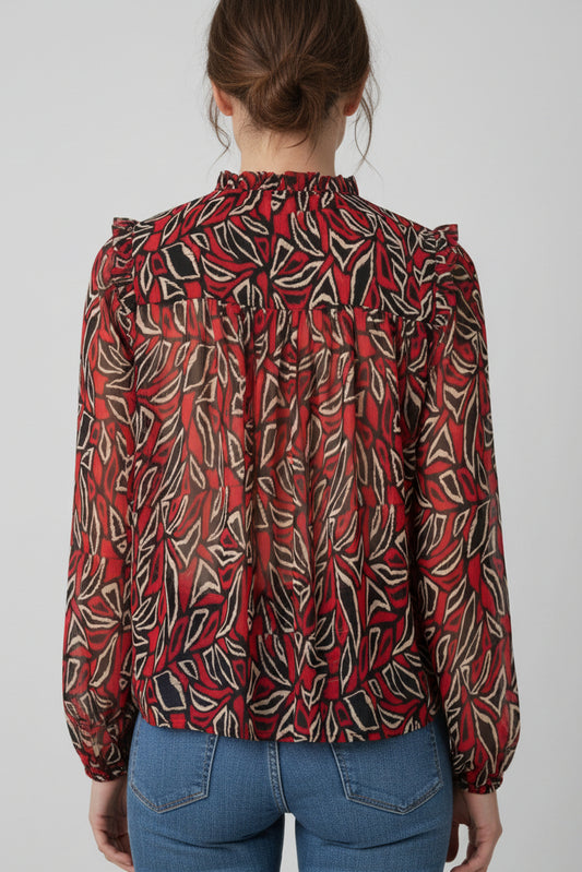 Long Sleeve Blouse with Pintucks
