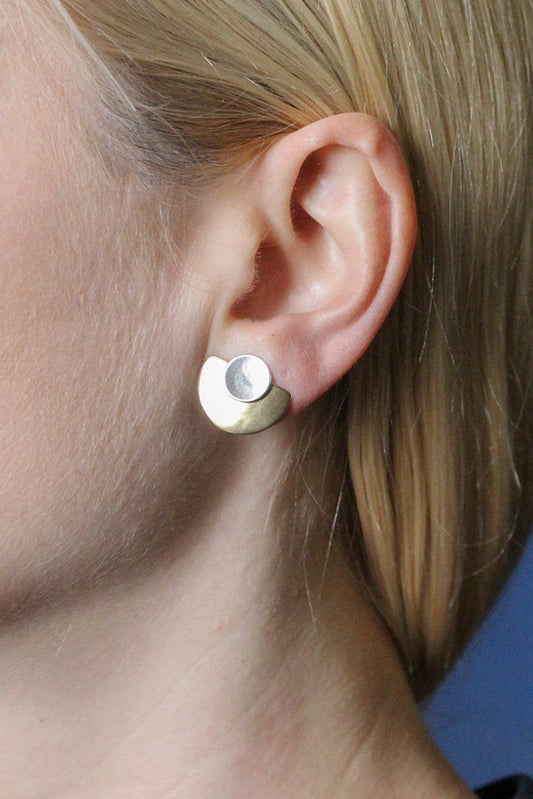 Dished Disc with Semi Circle Earring