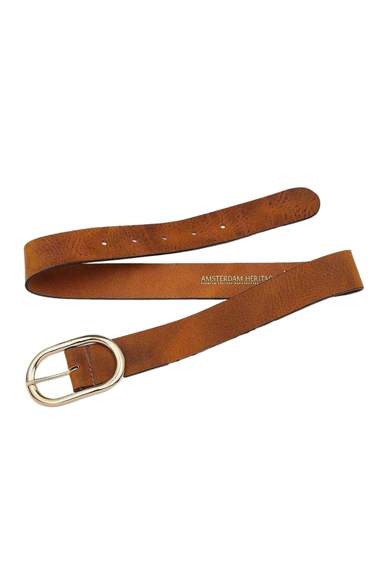 Cognac Daphne Oval Buckle Belt