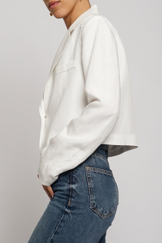 Cropped Boxy Linen Jacket