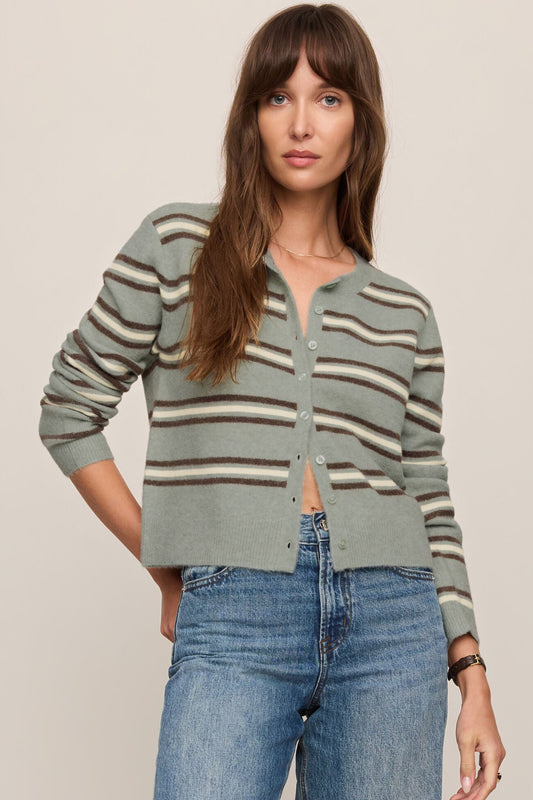 Medina Stripe Cardigan Aqua Cloud