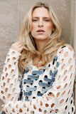 Lenora Recycled Denim and Knit Sweater