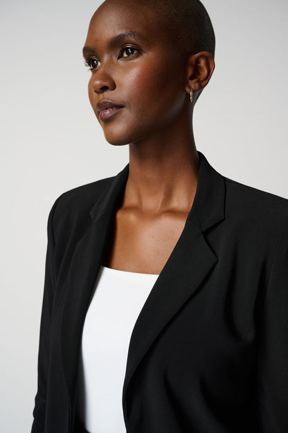 Rounded Hem Crop Blazer Black