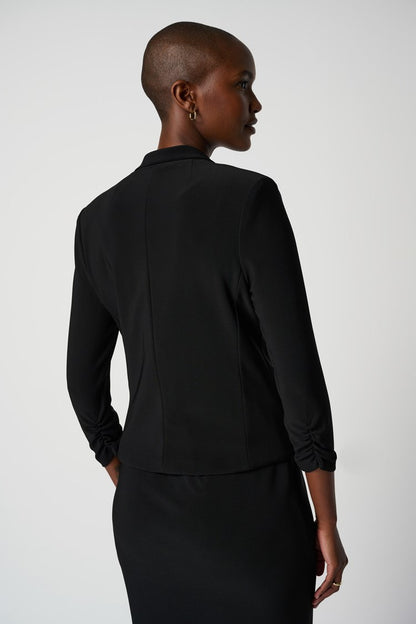 Rounded Hem Crop Blazer Black
