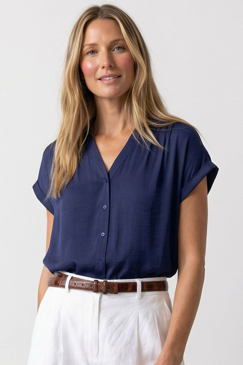 Short Sleeve Blouse Navy
