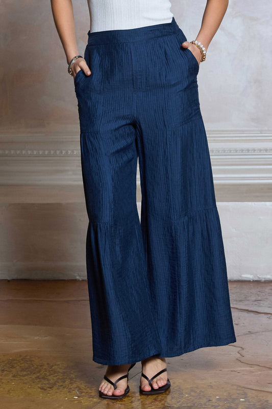 Crinkled Tiered Wide Leg Pants