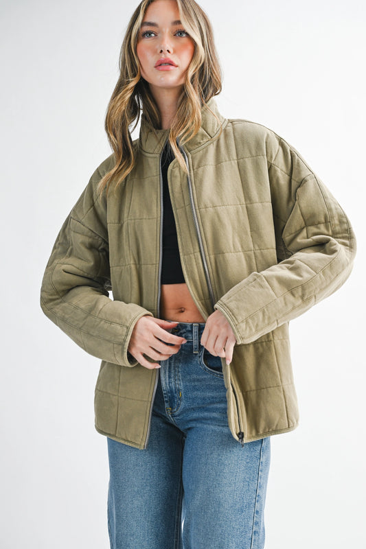 Dixie Oversize Quilted Jacket Olive