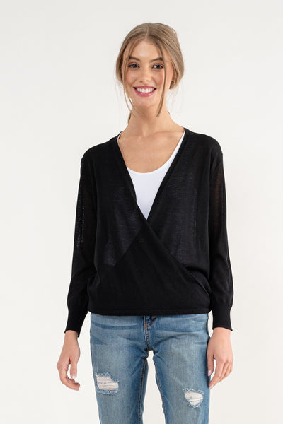 Lightweight Wrap Cardigan Black