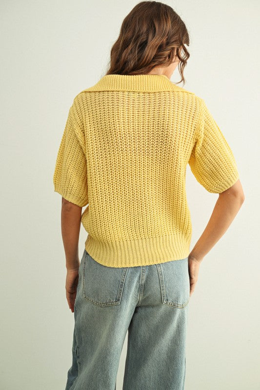 Short Sleeve Collared Sweater