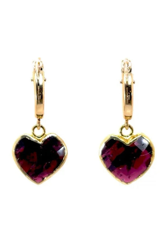 Puffy Heart Gold Hoops Earrings