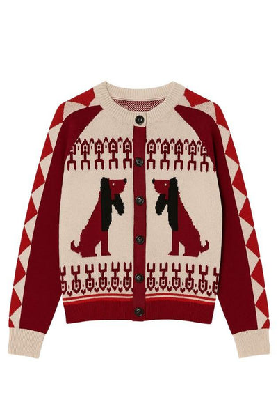 Dog Detail Cardigan Sweater