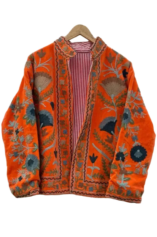 Suzani Velvet Jacket Orange