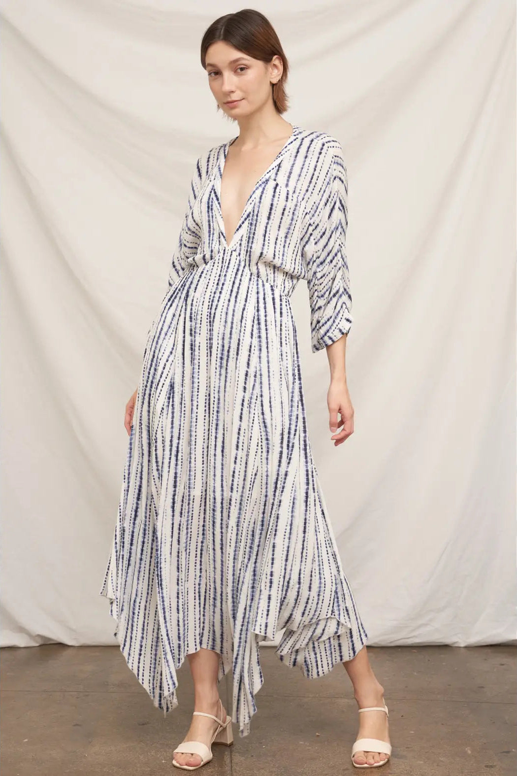 V-Neck Stripe Maxi Dress