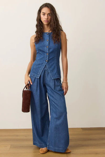 Charlie Longline Denim Vest