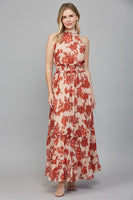 Sleeveless Floral Tiered Maxi Dress