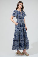 Floral Eyelet Tiered Maxi Dress