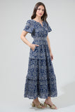 Floral Eyelet Tiered Maxi Dress