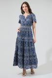 Floral Eyelet Tiered Maxi Dress
