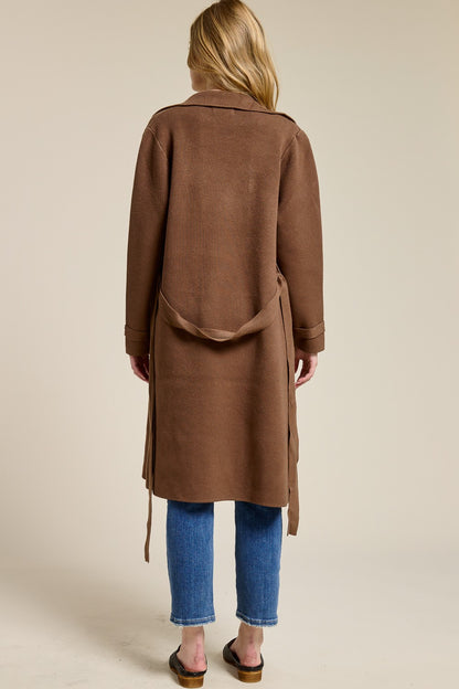 Cashmere Blend Belted Trench Coat Brown