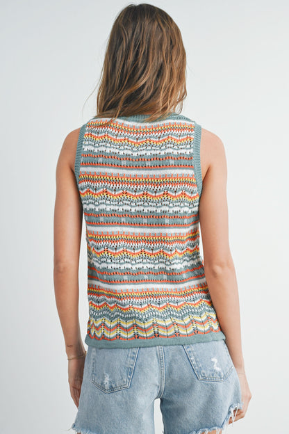 Geo Pattern Knit Sweater Top