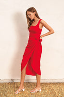 Tulip Hem Midi Wrap Dress