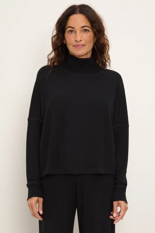 Frida Brushed Jersey Mock Neck Black