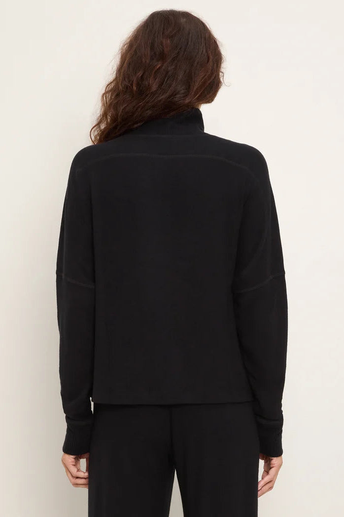 Frida Brushed Jersey Mock Neck Black