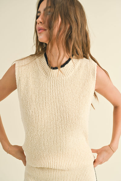 Textured Rib Sleevless Sweater