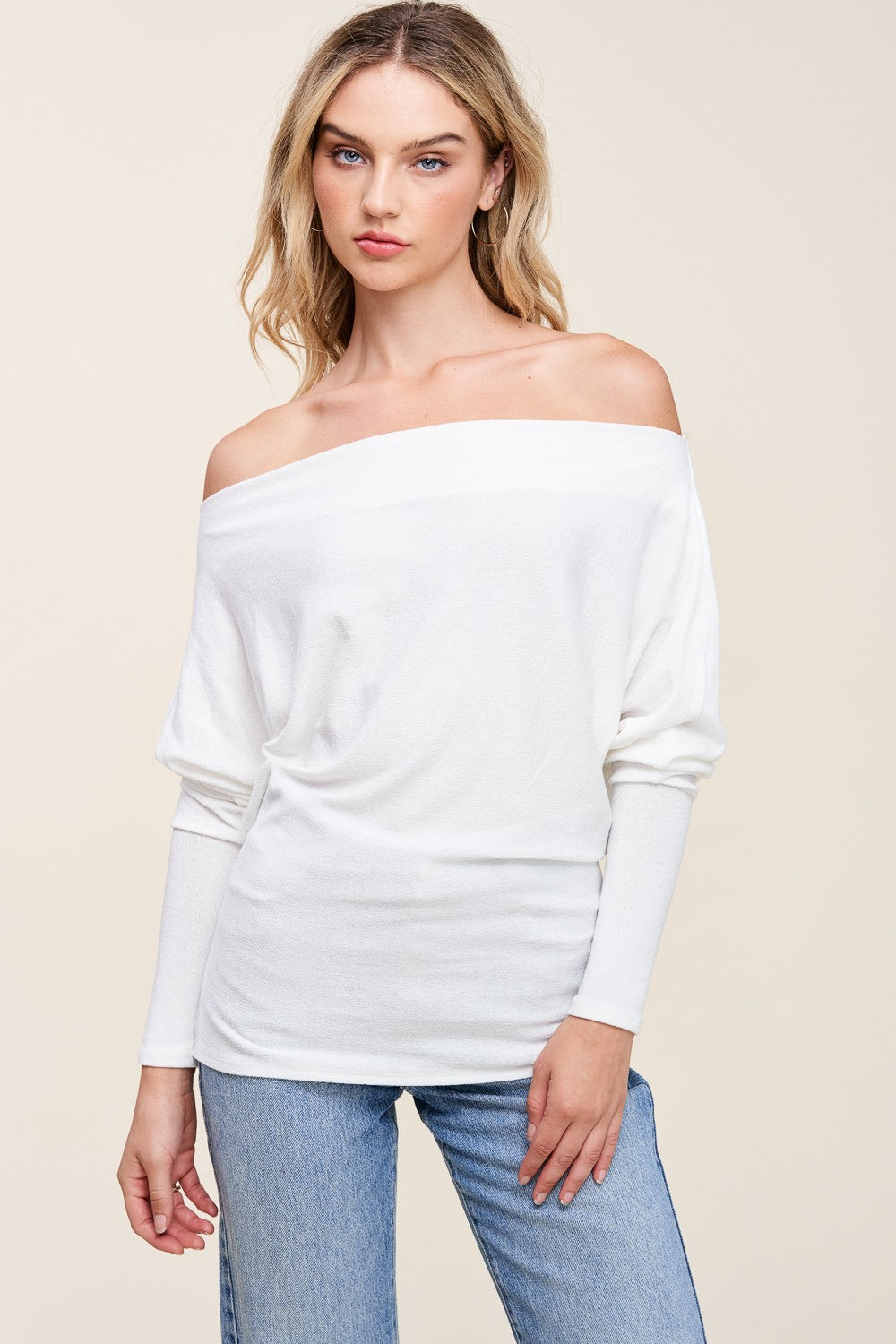 Off Shoulder Dolman Sleeve Top