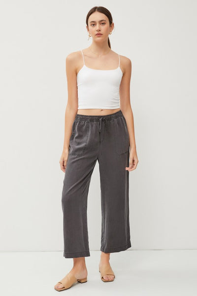 Tencel Drawstring Wide Leg Pants