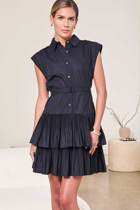 Button Down Tiered Mini Dress