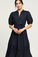 Pleated Tiered Midi Dress