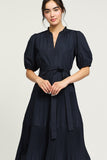 Pleated Tiered Midi Dress