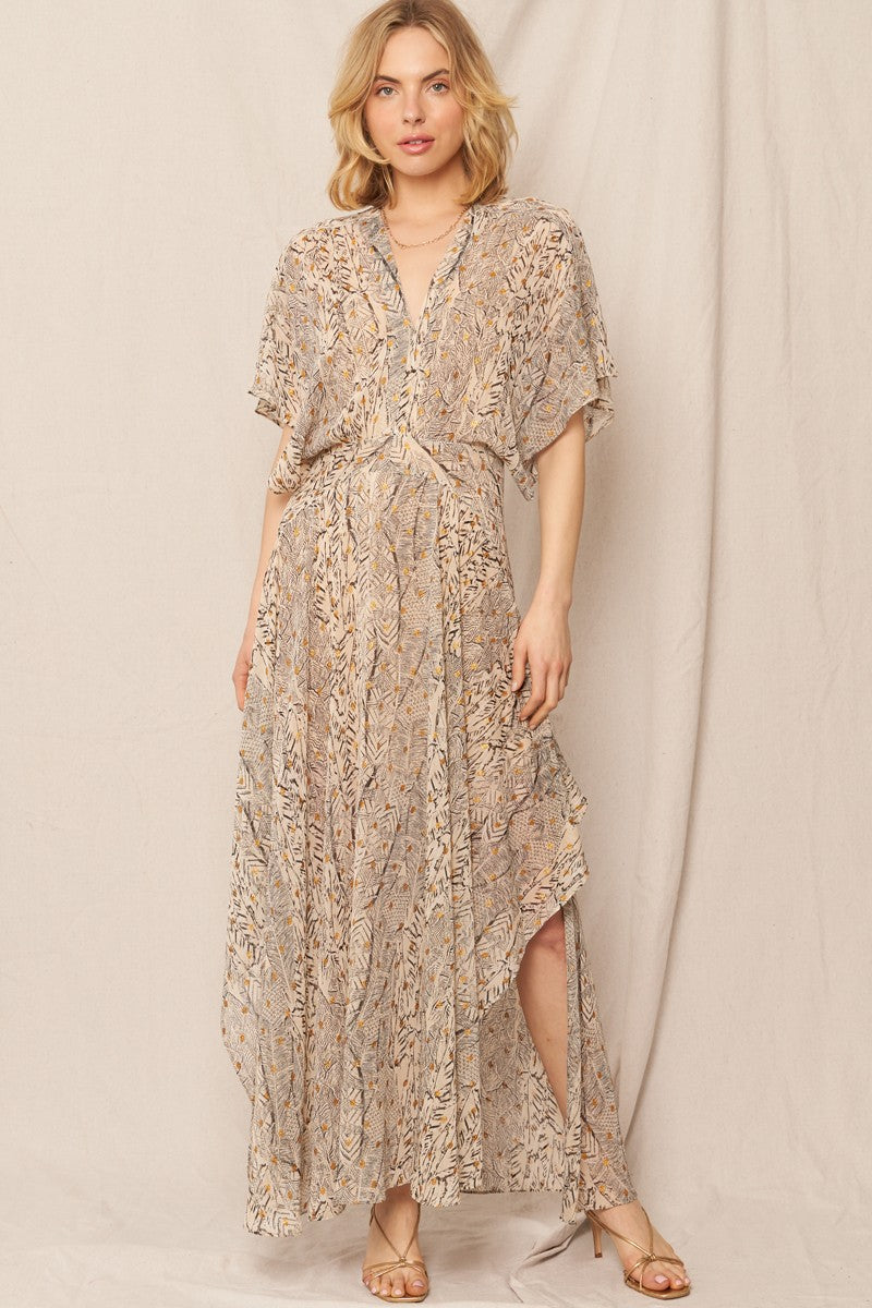 Gauze Maxi Dress With Lurex