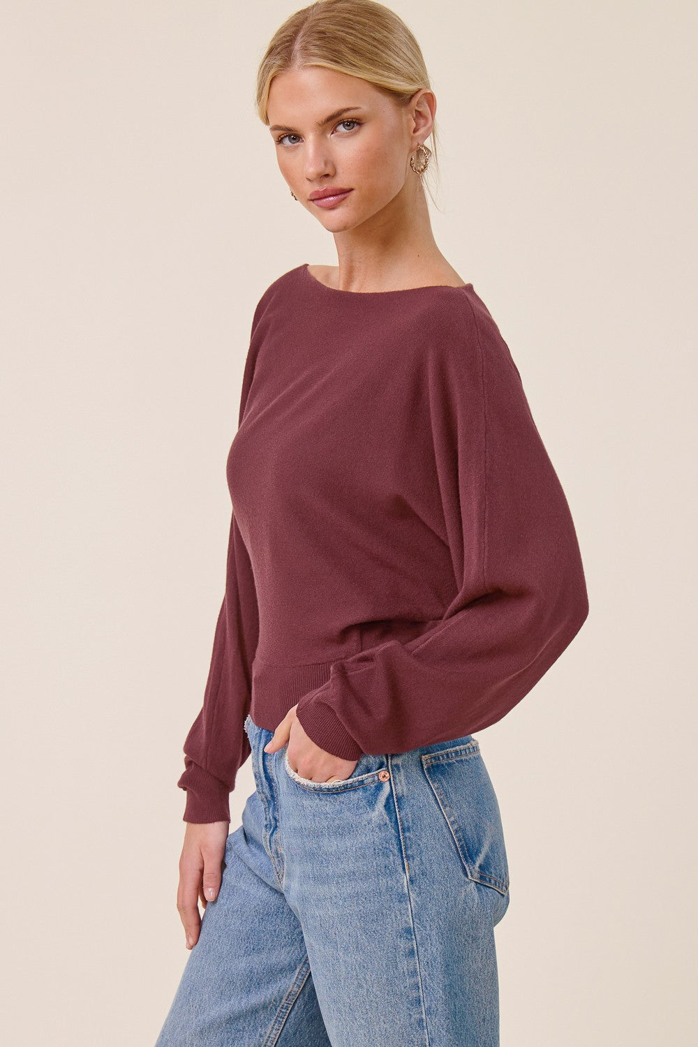 Chloe Cashmere Blend Pullover Burgundy