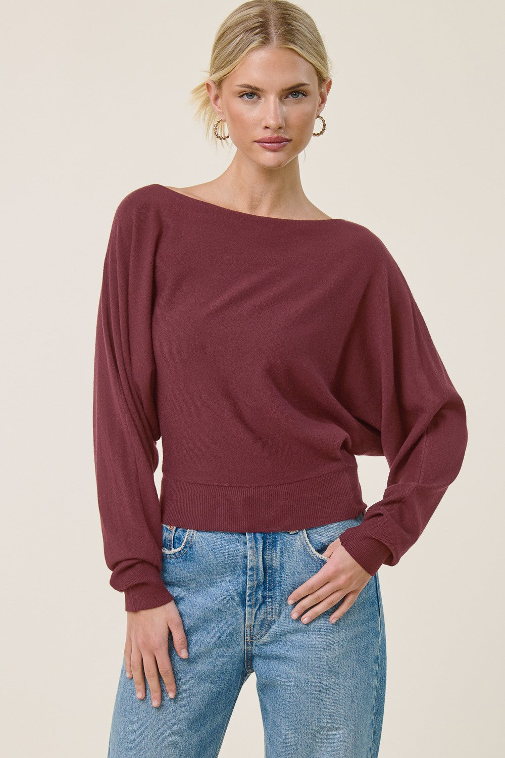 Chloe Cashmere Blend Pullover Burgundy