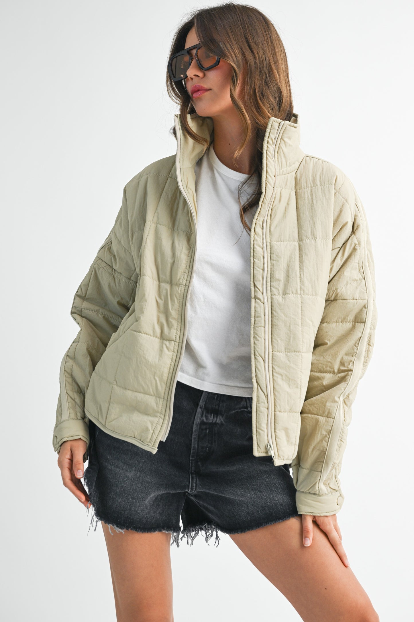 Bebe Oversized Puffer Jacket Bone