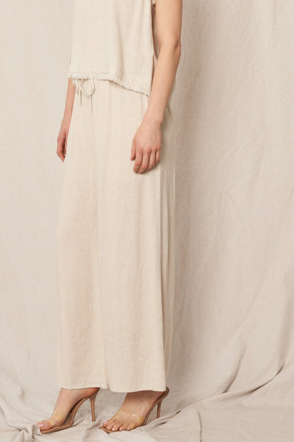 Linen Blend Wide Leg Pants